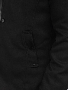 Jednoredni kaput muški s visokim ovratnikom crni Bolf 8853