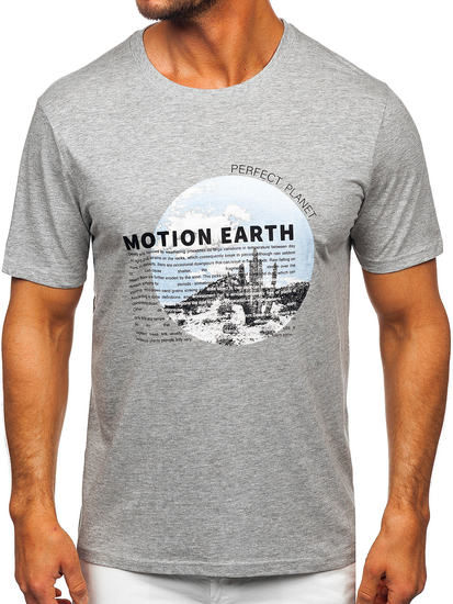 Muška pamučna majica s printom Sivo Bolf MPO3466