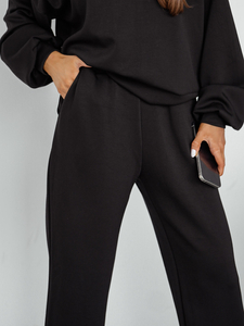 Ženski dvodijelni trenirke komplet s kapuljačom crni Bolf 525