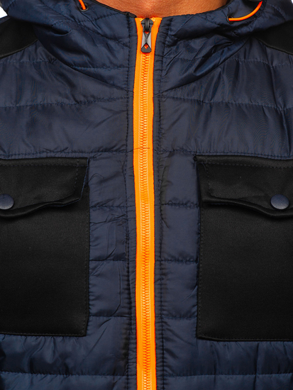 Tamnomodri sportski muški prijelazni kaput Bolf M10003