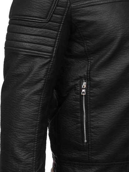 Crna muška kožna jakna s krznom Bolf 11Z8013