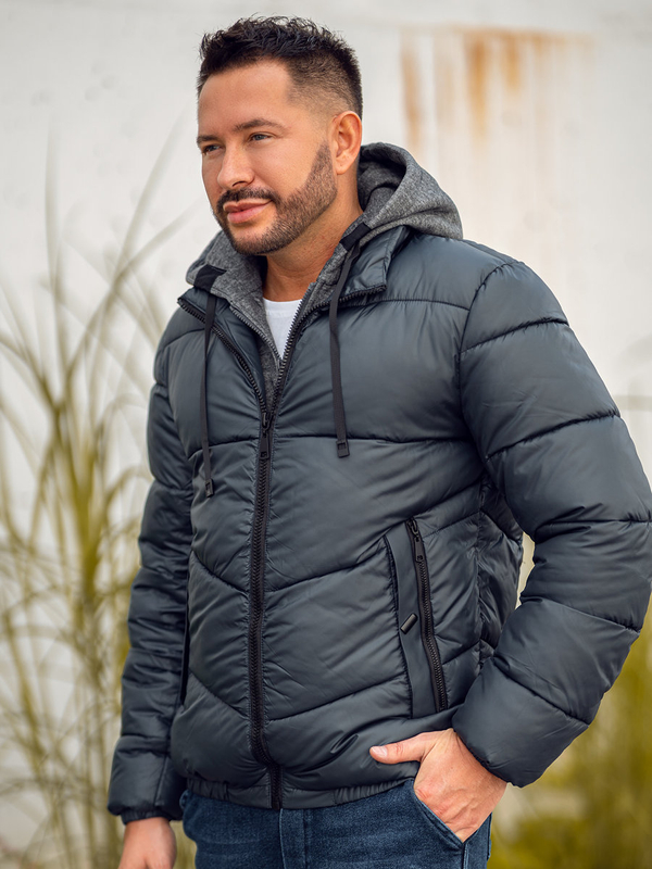 Grafitna prošivena muška jakna zimska Bolf B2906