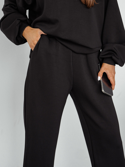 Ženski dvodijelni trenirke komplet s kapuljačom crni Bolf 525