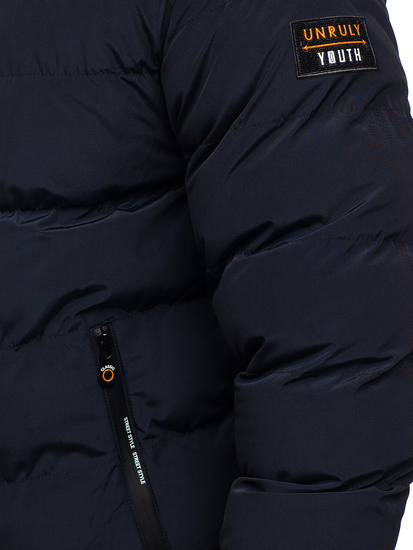 Tamnoplavo-boje devine dlake dvostrana prošivena muška jakna zimska Bolf 7417