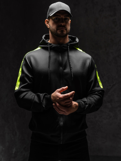 Crna dukserica na zip muška s kapuljačom Bolf 27B8120