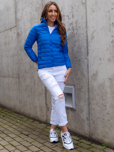 Svijetloplava prošivena jakna ženska prijelazna sa stojećim ovratnikom Bolf 1141A