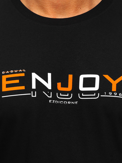 Crna pamučna majica muška s printom Bolf 14773