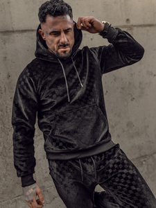 Crna baršunasta muška trenirka s kapuljačom Bolf 3A82-A