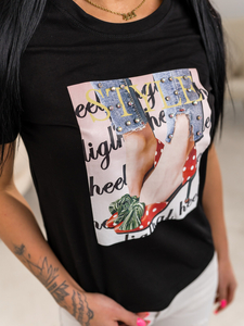 Ženska majica s printom Crna Bolf 95T2506