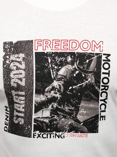 Muška pamučna majica s printom Bijela Bolf MPO3475