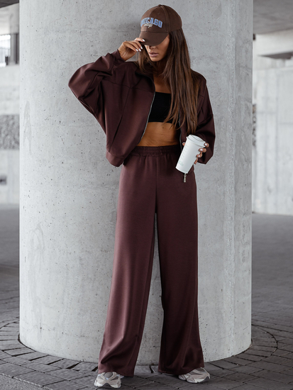 Ženski dvodijelni trenirke komplet na patent čokoladni Bolf 821109