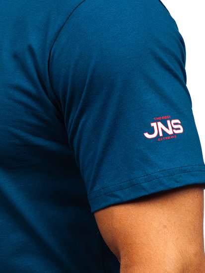 Tamno plavi pamučni muški t-shirt s printom Bolf 14741