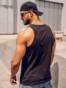 Crna muška tank top bokser majica s printom Bolf 14831A