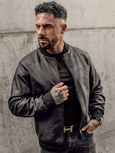 Crna kožna bomber jakna muška Bolf 3A63A