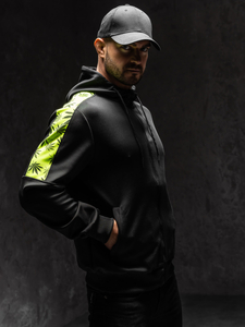 Crna dukserica na zip muška s kapuljačom Bolf 27B8120