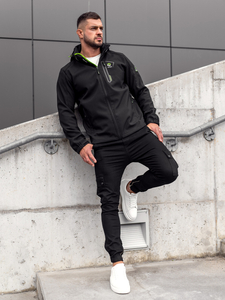 Crno-zelena muška prijelazna jakna softshell Bolf WX085