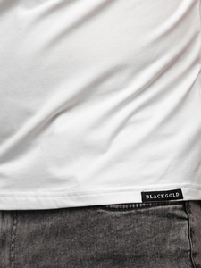 Bijela muška majica s printom sa šljokicama Bolf MT3037