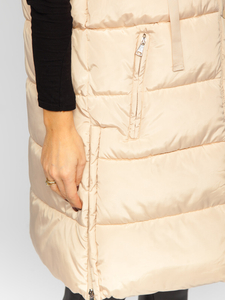 Bež duga prošiveni prsluk ženski oversize Bolf 81276