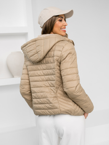 Bež podstavljeni prijelazni prsluk za žene s kapuljačom Bolf B0124