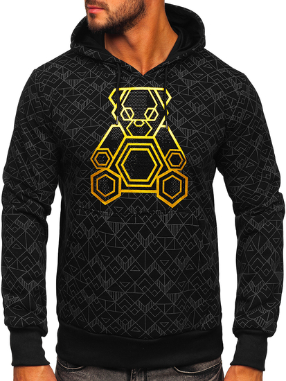 Crna s kapuljačom dukserica muška sa cirkonima Bolf HM566