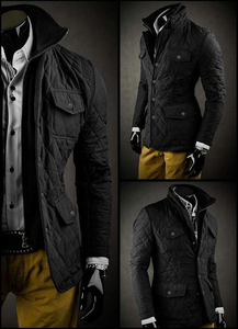 Crna elegantna jakna muška prošivena Bolf 802A