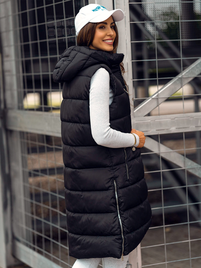 Crni dugi prošiveni ženski prsluk Bolf 81261B