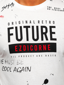 Bijela muška majica s printom Bolf 14476