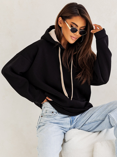 Ženska podstavljena hoodica s kapuljačom crna Bolf 82131