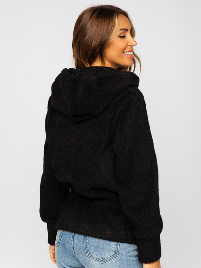 Jakna ženska kratki kaput s kapuljačom crna Bolf 9320