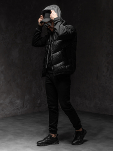 Crni muški prsluk s kapuljačom Bolf 2908A1