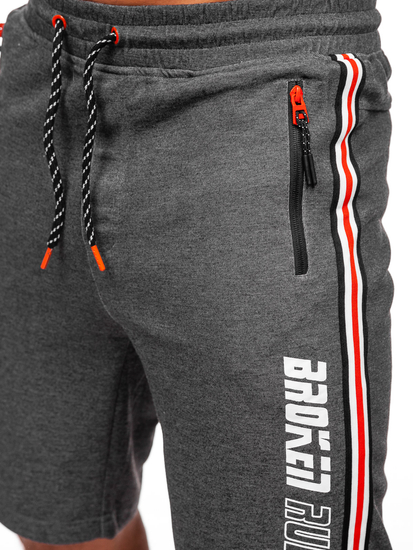 Kratke muške sportske hlače antracytowo-pomarańczowy Bolf Q3884