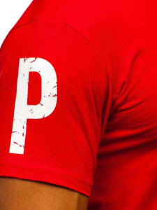 Crvena pamučna muška majica s printom Bolf 1180