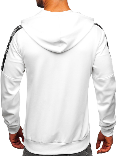 Bijela dukserica na zip muška s kapuljačom Bolf 27B8120