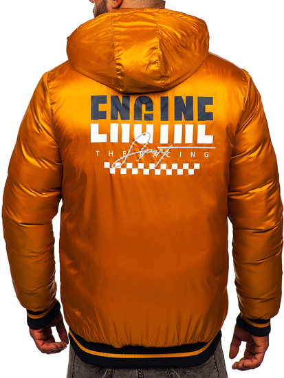 Tamnoplavo-boje devine dlake dvostrana prošivena muška jakna zimska Bolf 7417