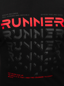 Crna muška majica s printom Bolf 14336