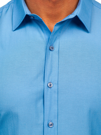 Svijetloplava elegantna muška košulja s dugim rukavima Bolf 1703