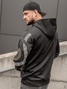 Crna muška majica s kapuljačom s printom Denley 8B999A