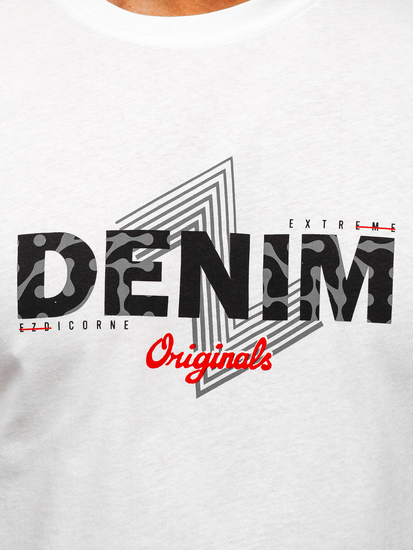 Bijela pamučna majica muška s printom Bolf 14791