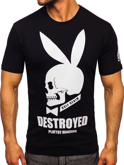 Crna majica muška s printom Bolf 192368