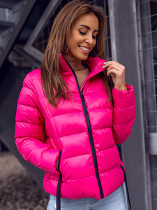 Ružičasta prošivena ženska zimska jakna bez kapuljače Bolf 23061