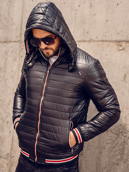 Crna prijelazna muška prošivena jakna Bolf 6191A