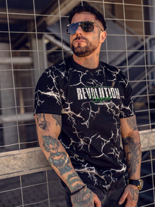 Crna pamučna muška majica s printom Bolf 14717A