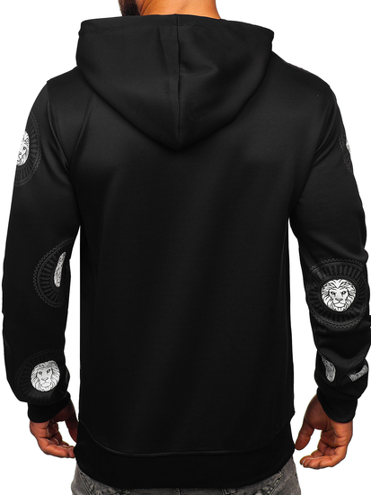 Crna dukserica muška s kapuljalčom klokan džepom i printom Bolf 8B990