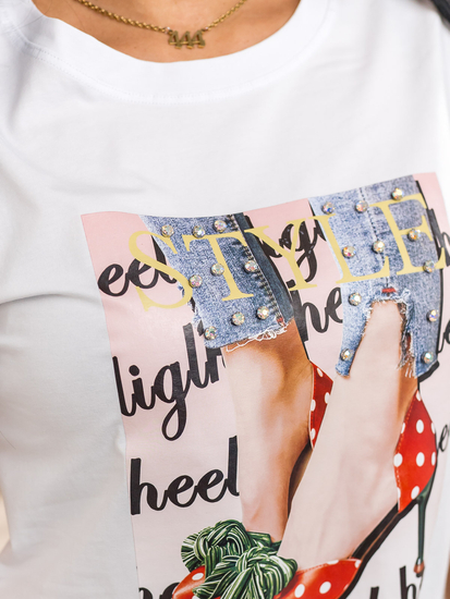 Ženska majica s printom Bijela Bolf 95T2506