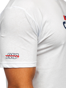 Bijela pamučna muška majica s printom Bolf 14782