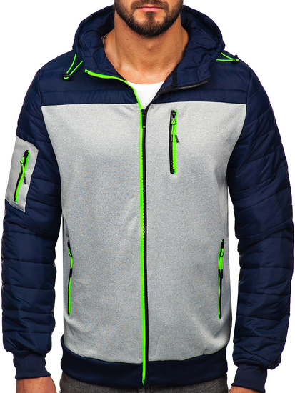 Tamnoplava prošivena muška prijelazna jakna Bolf 8M902