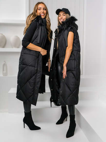 Crna dugi pikirani prsluk za žene Bolf 5M3166