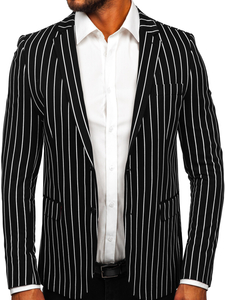 Crno-bijeli muški casual sako s uzorkom pruga Bolf 1652
