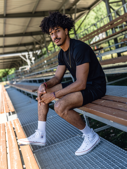 Crna pamučna majica muška bez printa  Bolf 192397A