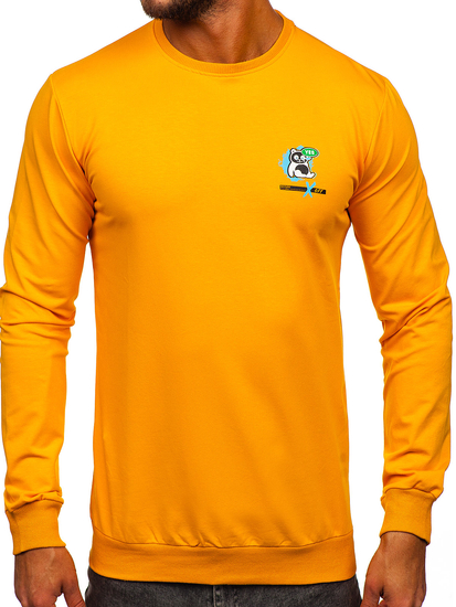 Narančasti muški sweatshirt bez kapuljače s printom Bolf 8744